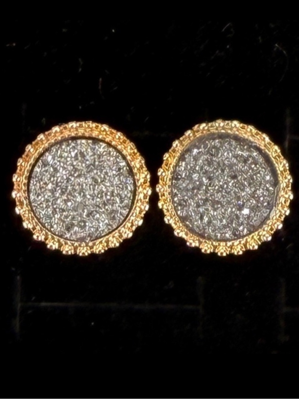 Beautiful, lightweight goldtone, charcoal, color costume pierce post earrings